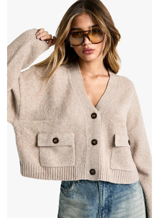 Кишенькові деталі в'язані кардиган Кишенькові деталі в'язані кардиган