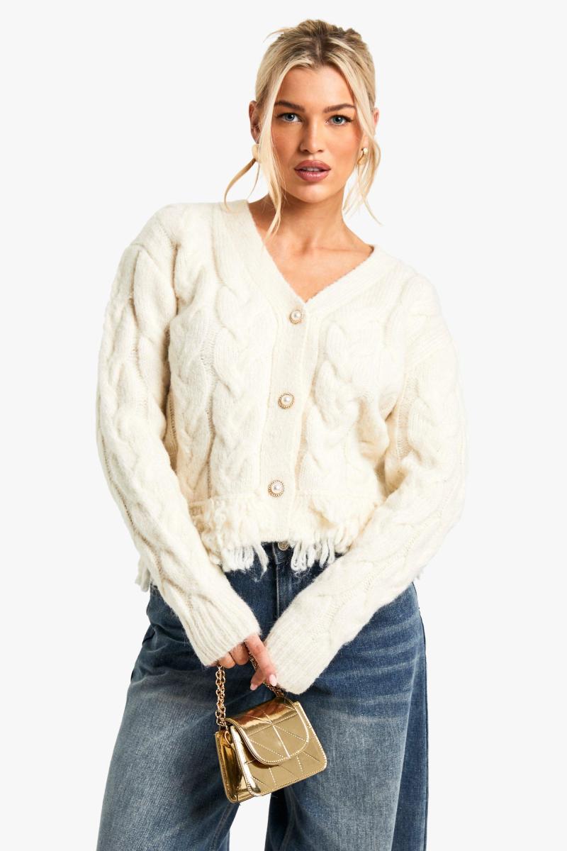 Кардиган преміум-класу з в'язаною бахромою