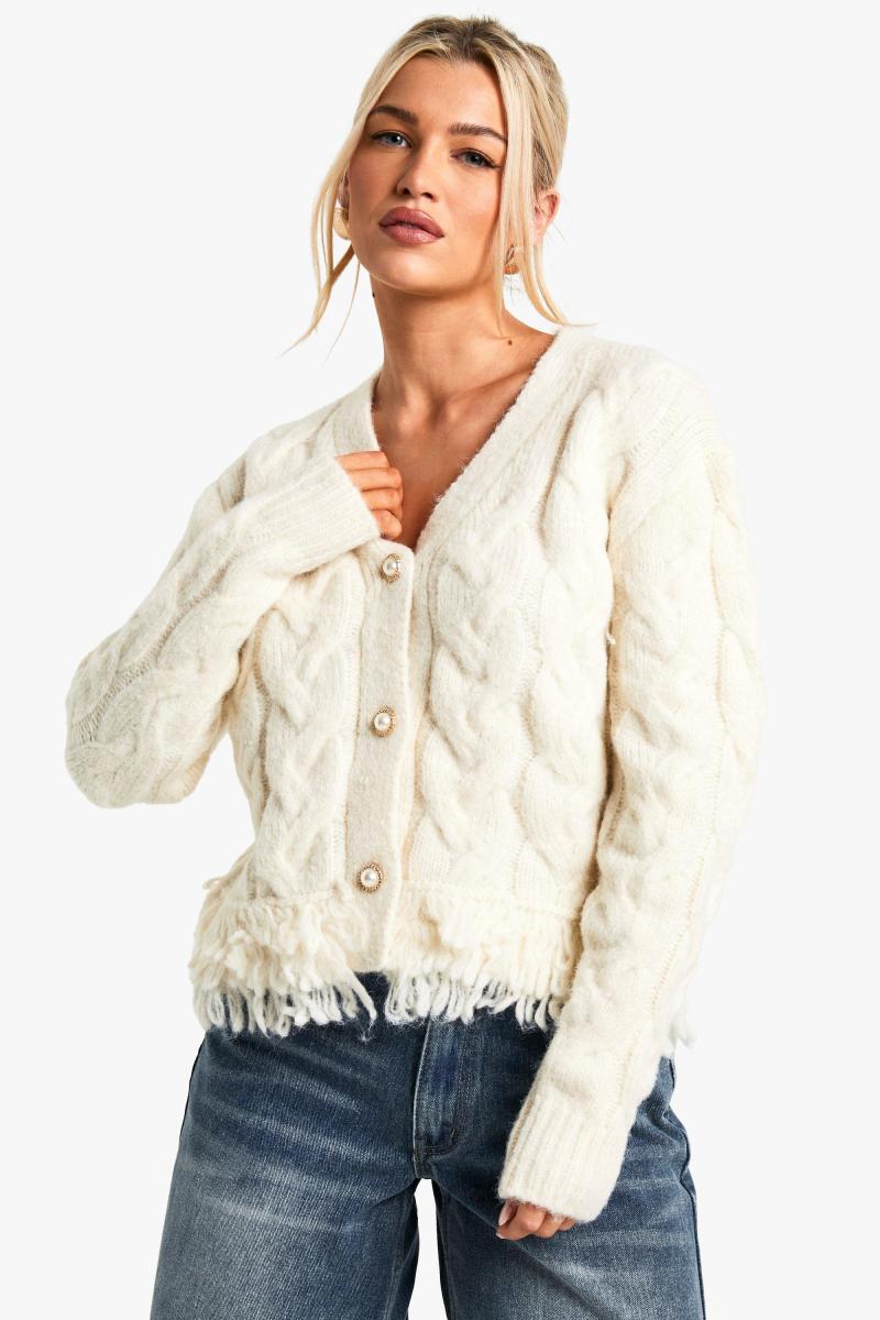 Кардиган преміум-класу з в'язаною бахромою