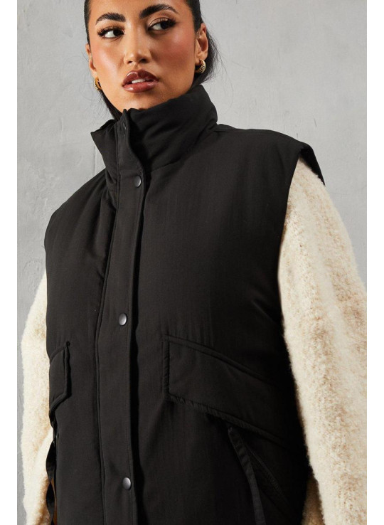 Підкладений пухнастий блискавок кишеньковий gilet Підкладений пухнастий блискавок кишеньковий gilet