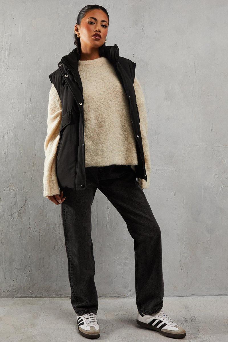 Підкладений пухнастий блискавок кишеньковий gilet