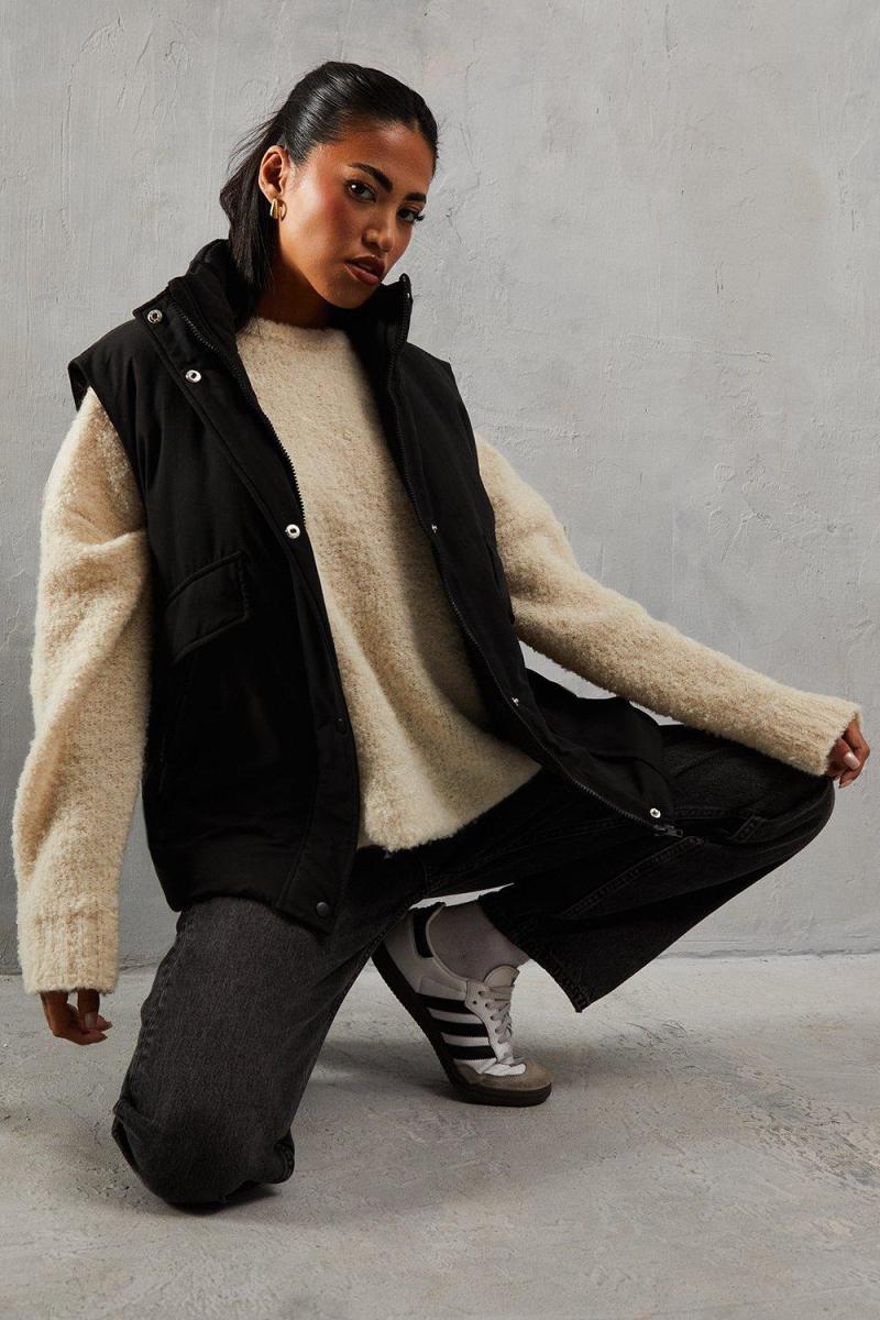 Підкладений пухнастий блискавок кишеньковий gilet