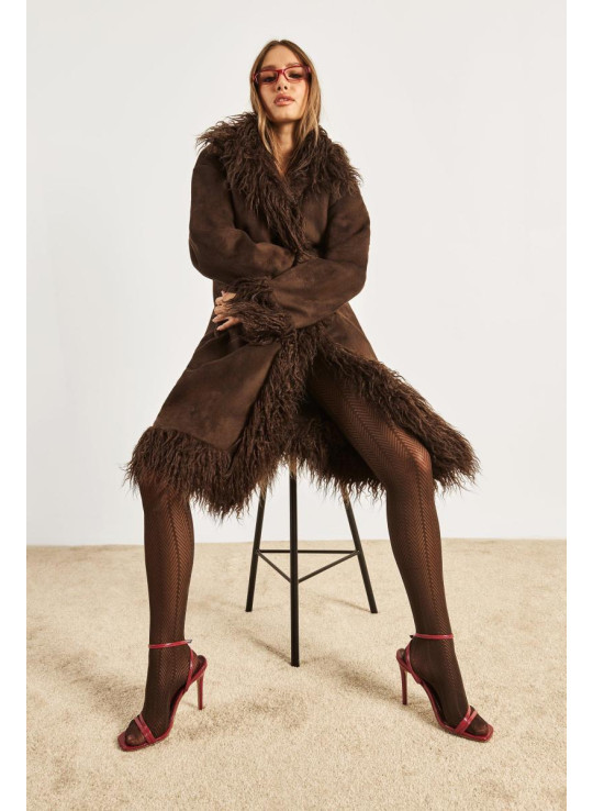Довге пальто зі штучним хутром Довге пальто зі штучним хутром