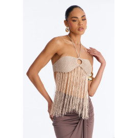 Кроше-топ з металізованим декором та бахромою