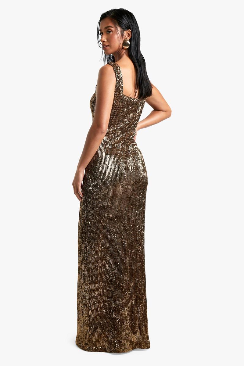 Маленька плаття максі з квадратним вирізом і паєтками