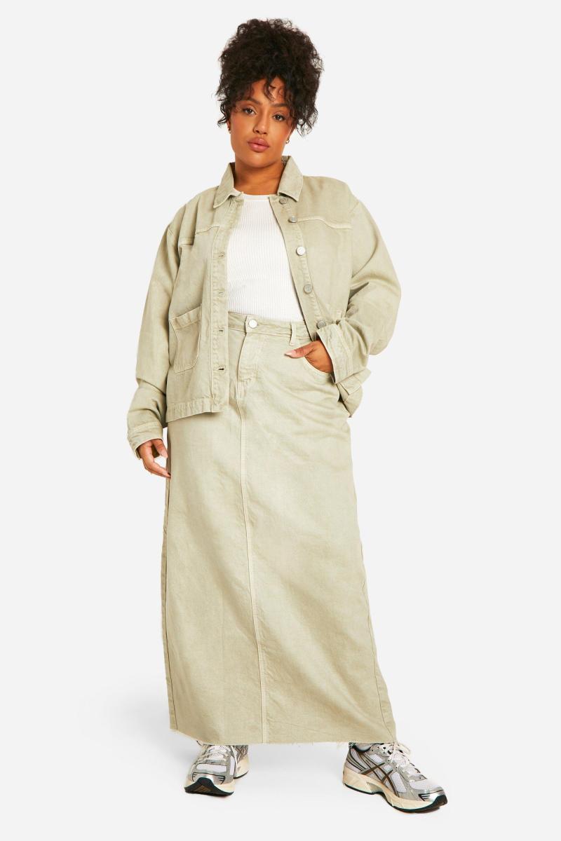 Плюс зелена джинсова куртка