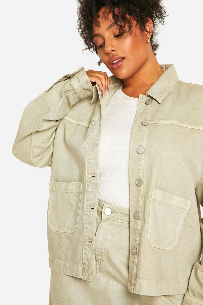 Плюс зелена джинсова куртка