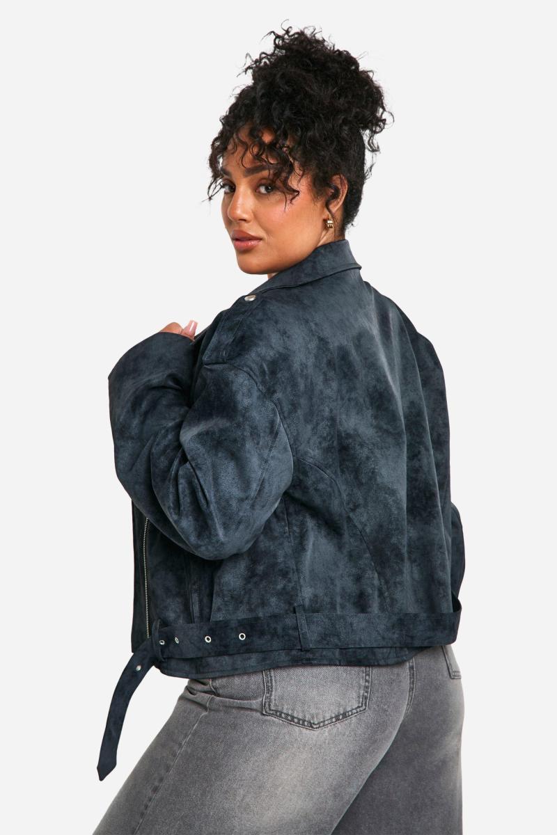 Плюс вінтажний вигляд з штучної шкіряної байкерки