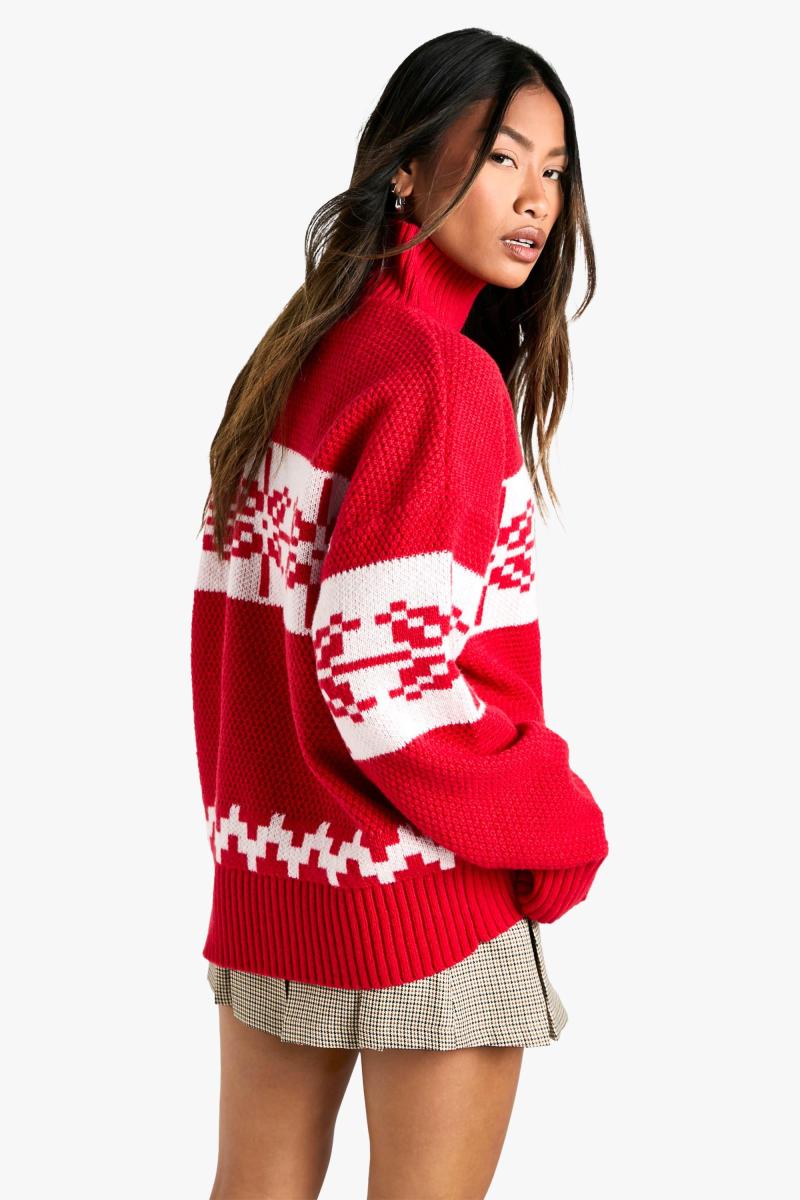 Величезний в'язаний різдвяний джемпер Fairisle High Neck