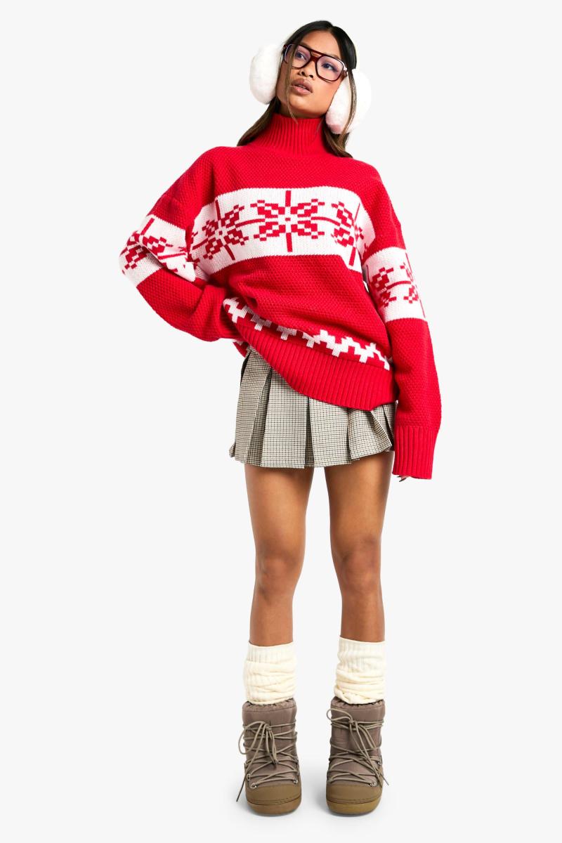 Величезний в'язаний різдвяний джемпер Fairisle High Neck