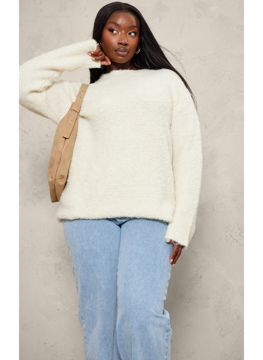 Плюс кремовий джемпер великого розміру Плюс кремовий джемпер великого розміру