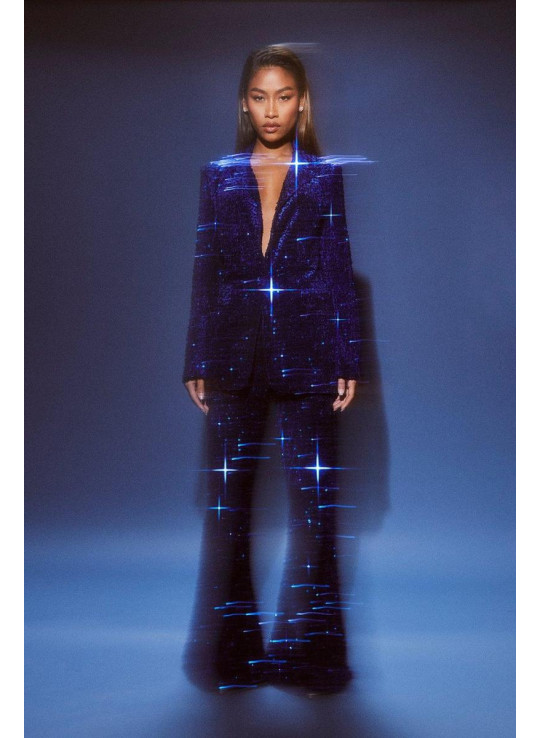 Оксамитові брюки з паєтками та кльош