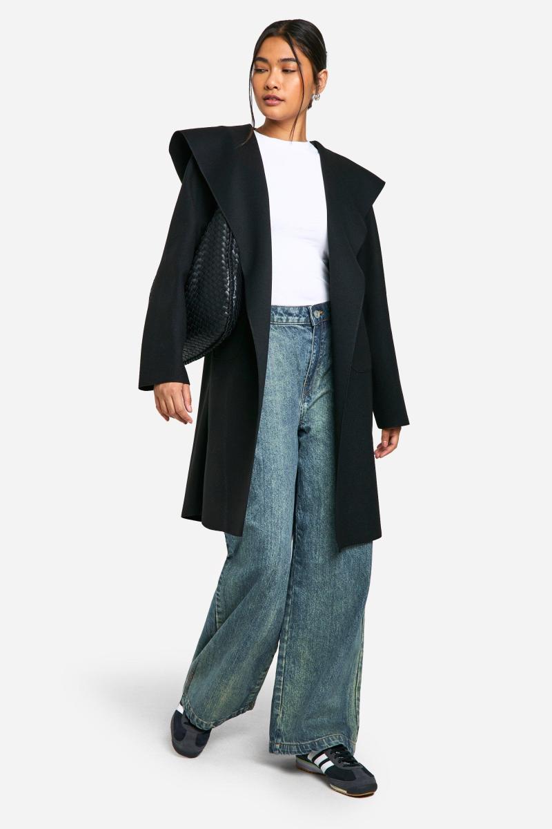 Вовняне пальто з капюшоном