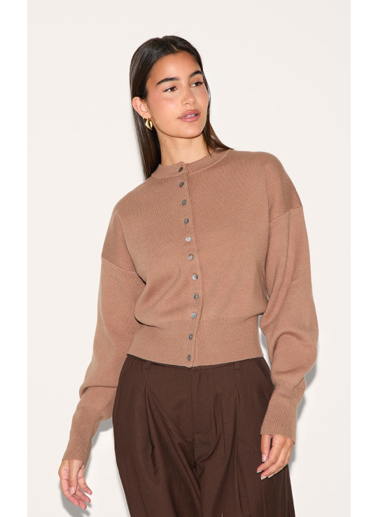 Taupe компактна кнопка в’язання через кардиган Taupe компактна кнопка в’язання через кардиган