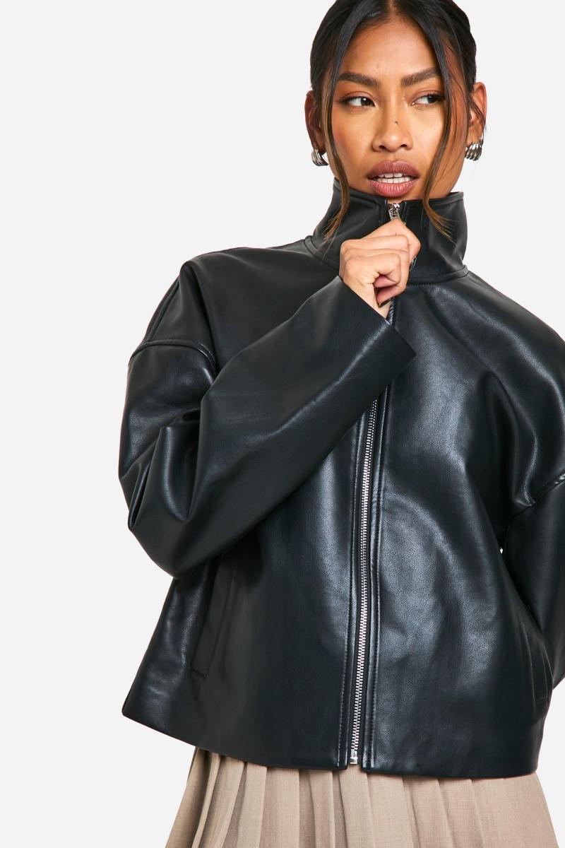 Шева шкіряна куртка з шийкою