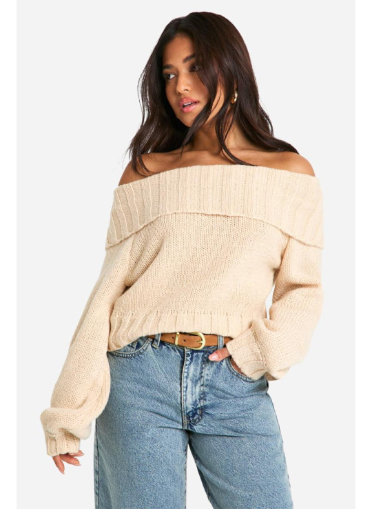 Трикотажний джемпер з дрібним ребристим рукавом з балончиком Трикотажний джемпер з дрібним ребристим рукавом з балончиком