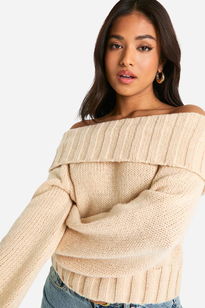 Трикотажний джемпер з дрібним ребристим рукавом з балончиком