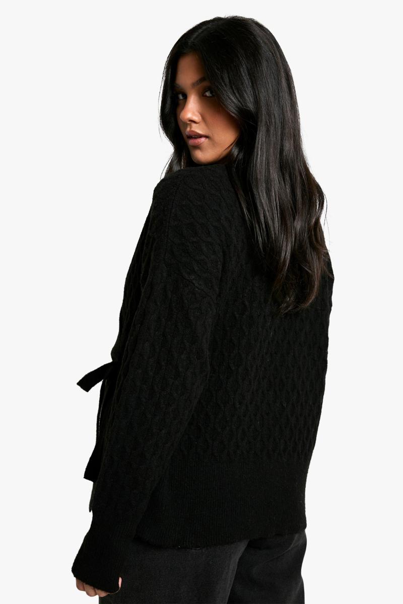 М'який кабельний трикотажний кардиган обгортається