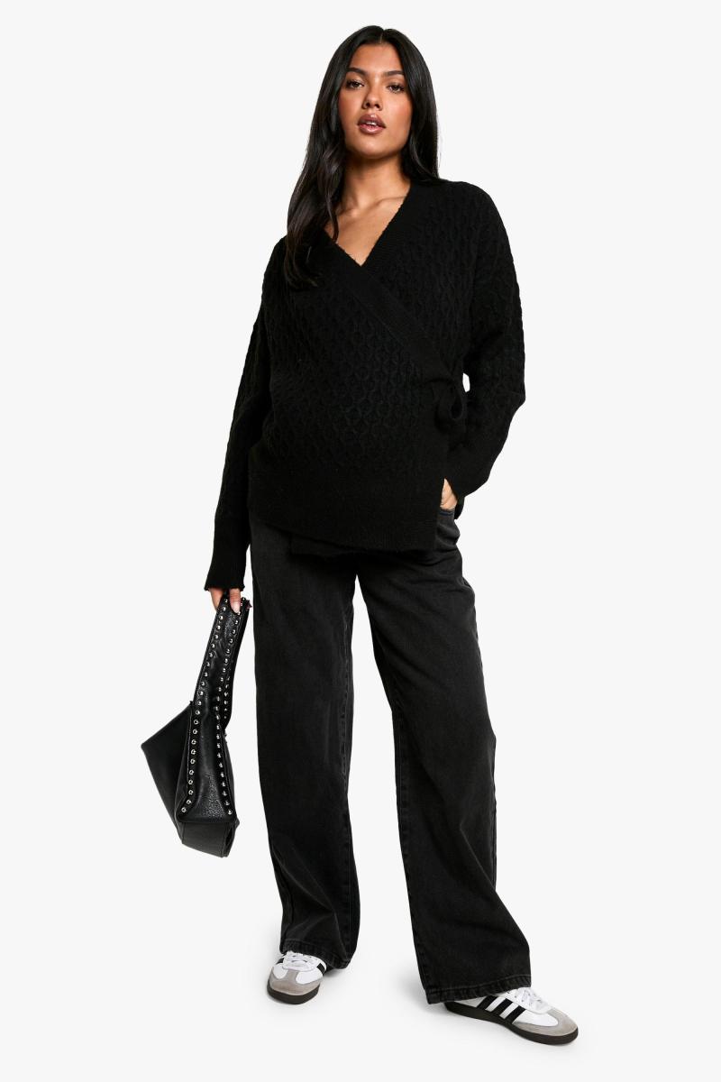 М'який кабельний трикотажний кардиган обгортається