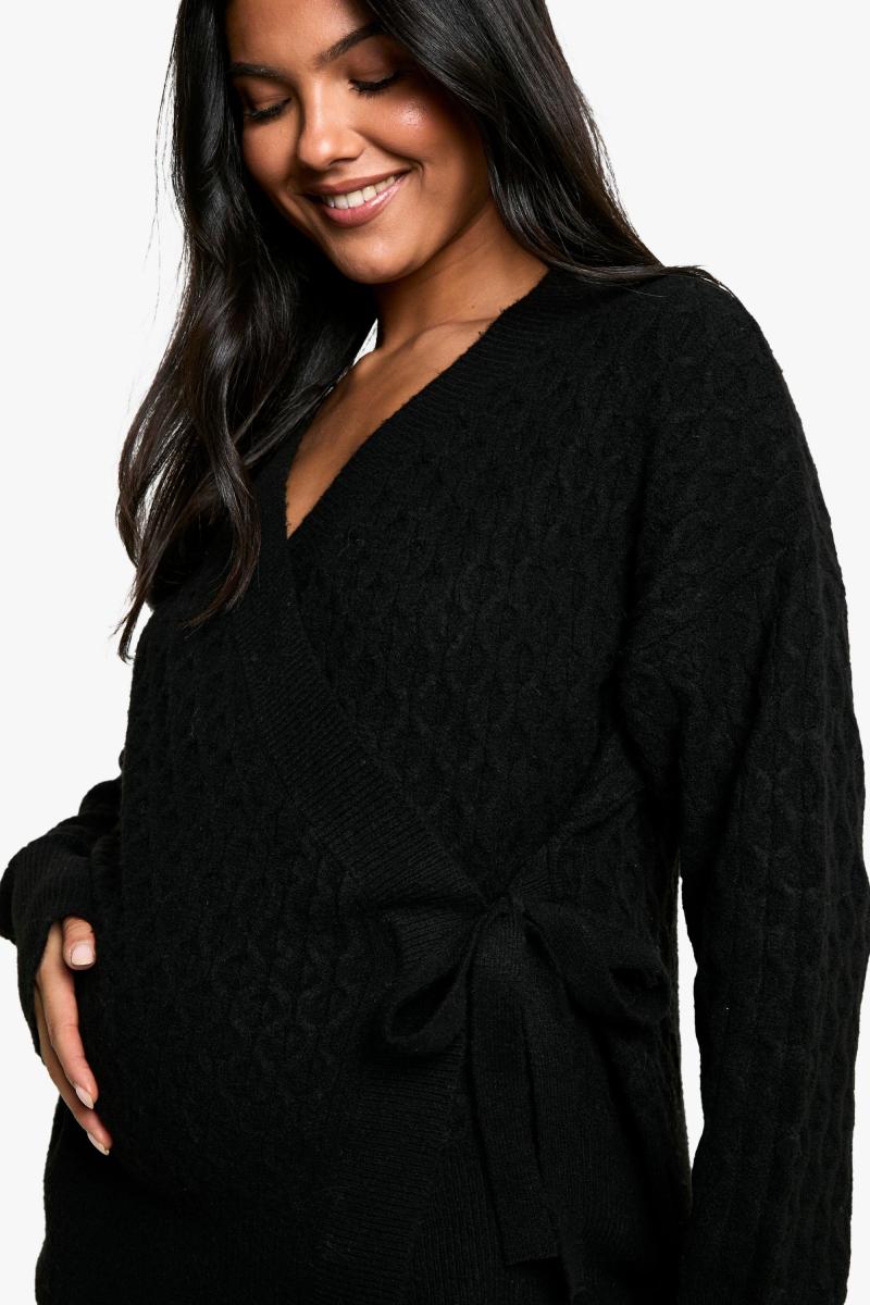 М'який кабельний трикотажний кардиган обгортається