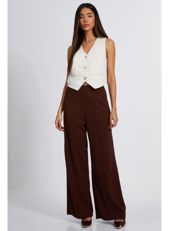 Коричневі штани з високою талією