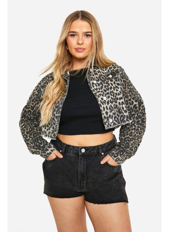 Плюс обрізаний піджак з джинсовою джинсовою джинсою Плюс обрізаний піджак з джинсовою джинсовою джинсою