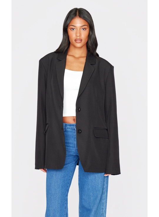 Високий чорний структурований піджак великого розміру зі швами Високий чорний структурований піджак великого розміру зі швами