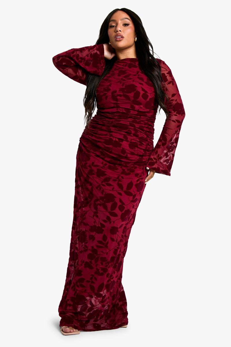Плюс сукня Devore Ruched Midaxi