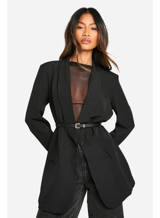 Чорний піджак великого розміру з глибокою підкладкою Чорний піджак великого розміру з глибокою підкладкою