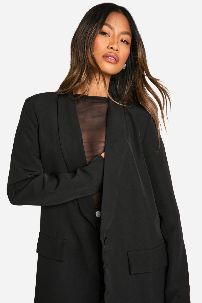 Чорний піджак великого розміру з глибокою підкладкою