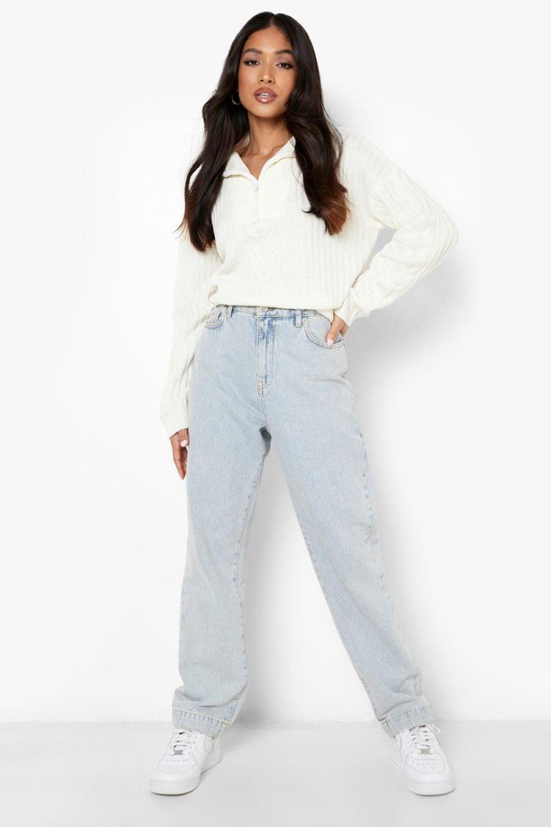 Маленький джемпер на півзастібці в рубчик