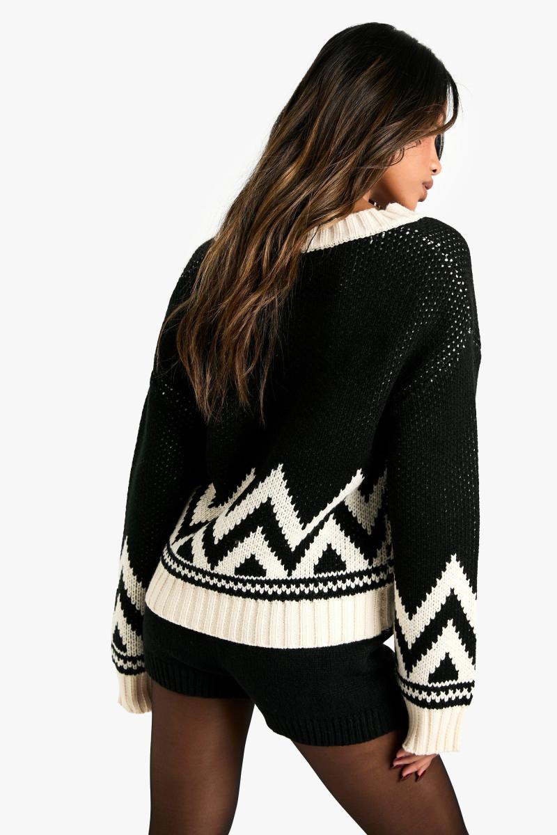 Трикотажний джемпер із V-подібним вирізом і ялинкою