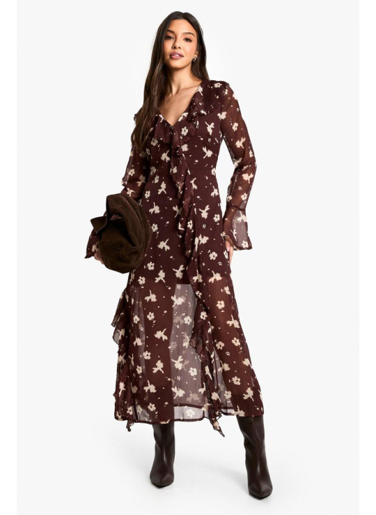 Темна квіткова сукня мідаксі Темна квіткова сукня мідаксі