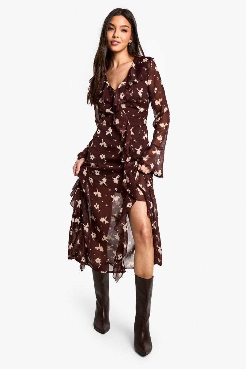 Темна квіткова сукня мідаксі