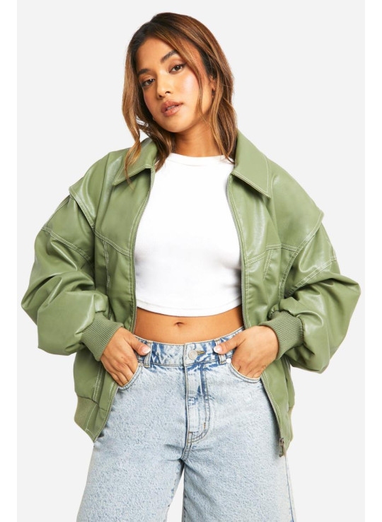 Великий бомбер Petite Pu з контрастною строчкою Великий бомбер Petite Pu з контрастною строчкою