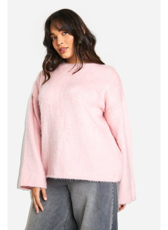 Плюс пухнастий трикотажний джемпер Плюс пухнастий трикотажний джемпер