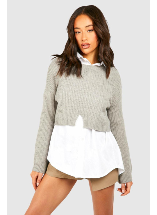 Укорочений джемпер з розкльошеними рукавами Укорочений джемпер з розкльошеними рукавами