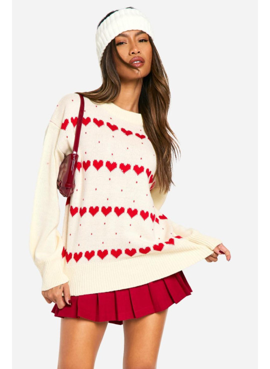 Великий джемпер із різдвяними сердечками Великий джемпер із різдвяними сердечками