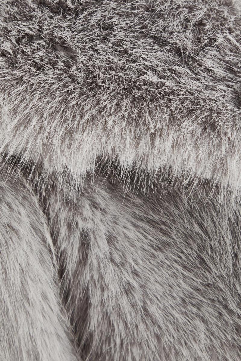 Сірий штучний хутряний куртка