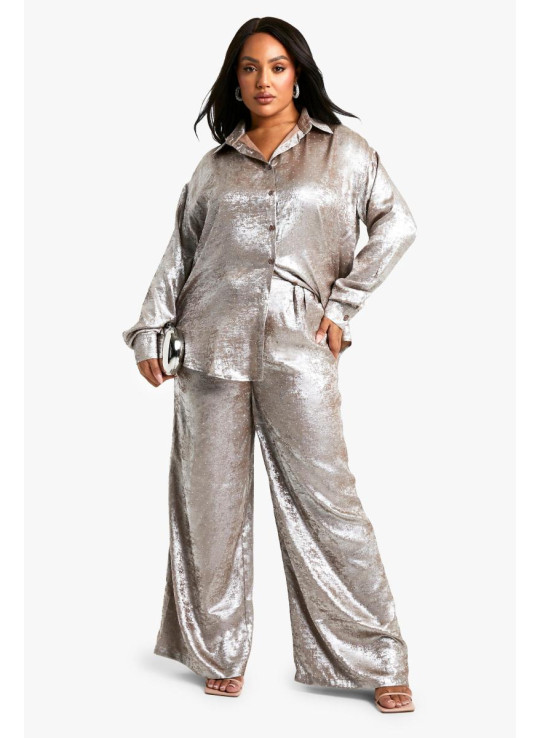 Плюс широкі брюки Diamante Metallic