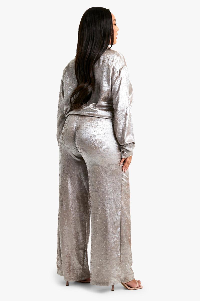 Плюс широкі брюки Diamante Metallic