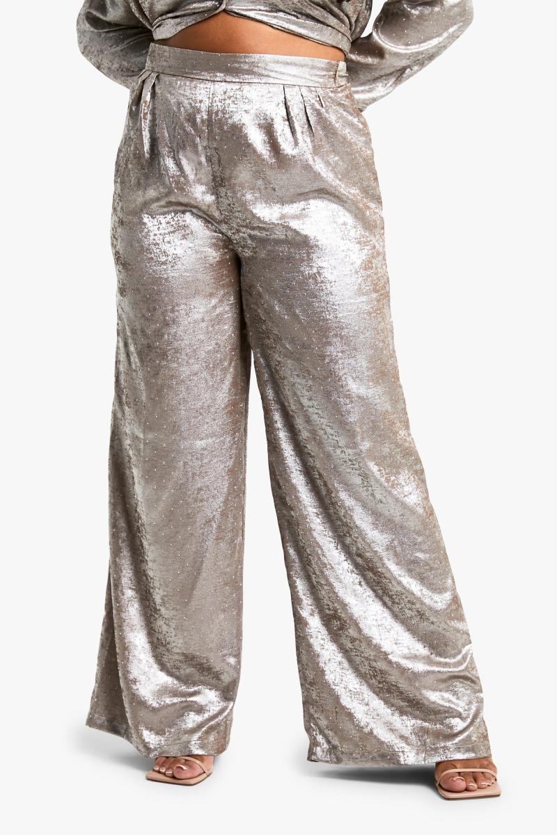 Плюс широкі брюки Diamante Metallic