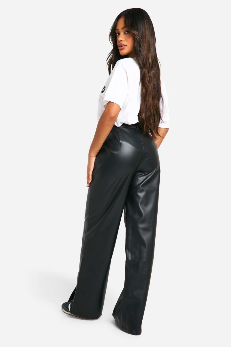 Шкіряні брюки з високою талією