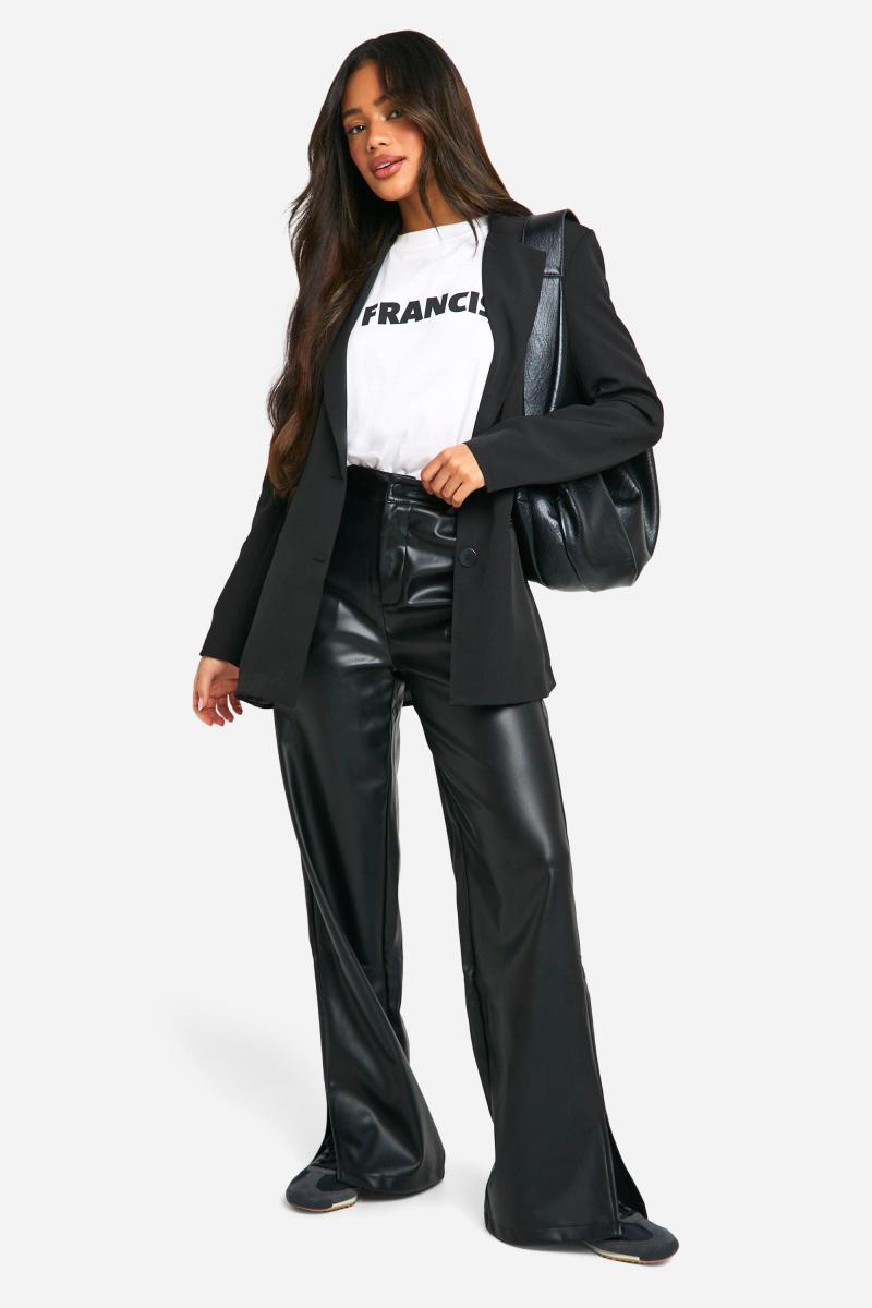 Шкіряні брюки з високою талією