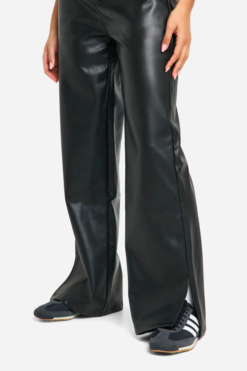 Шкіряні брюки з високою талією