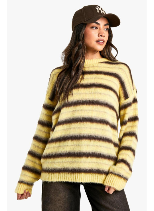 Надм’який трикотажний джемпер у потрійну смужку великого розміру Надм’який трикотажний джемпер у потрійну смужку великого розміру