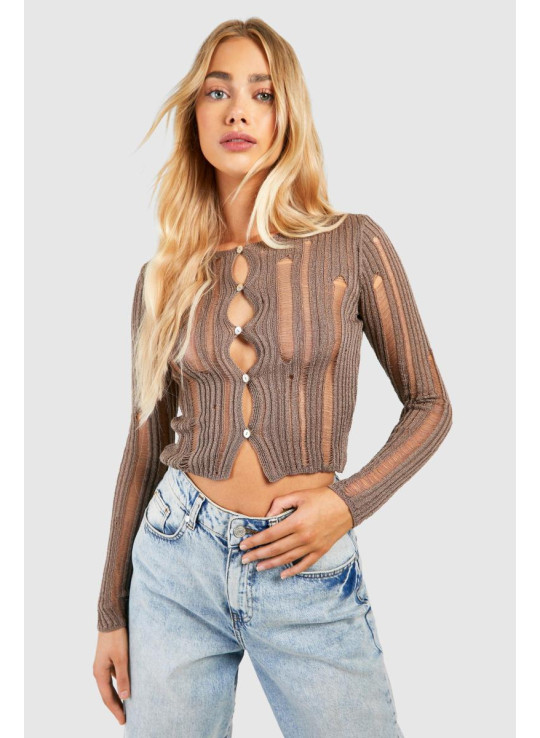 Драбина в’язана врожай кардиган Драбина в’язана врожай кардиган